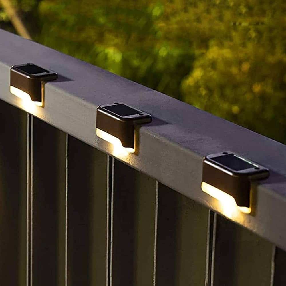 Neo Elect Solar Fence Outdoor LED Light for Steps Stairs Fence Railing (Pack of 4)