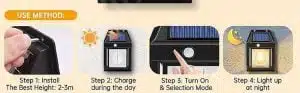 Neo Elect Solar Wall Lamp Single Bulb - usage method