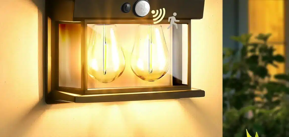 Solar Motion Sensor Light Double Lamp