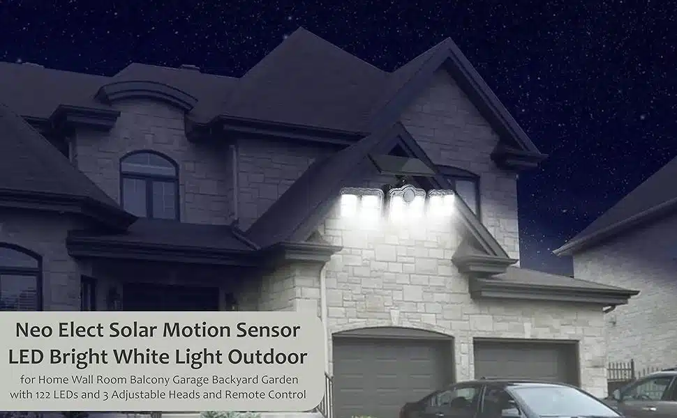 Hero Image Neo Elect 122 LED Motion Sensor Solar LED Light with 3 Adjustable Head and Remote Control