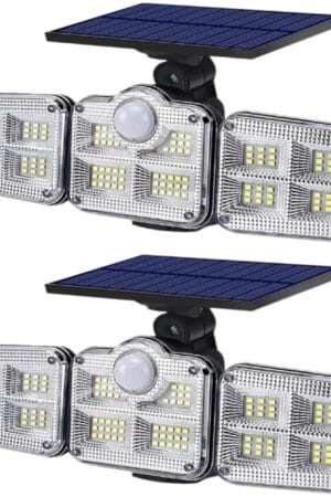 Neo Elect Solar Motion Sensor LED Light with 122 LEDs and 3 Adjustable Heads and Remote Control (Pack of 2) - Hero Image