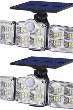 Neo Elect Solar Motion Sensor LED Light with 122 LEDs and 3 Adjustable Heads and Remote Control (Pack of 2) - Hero Image