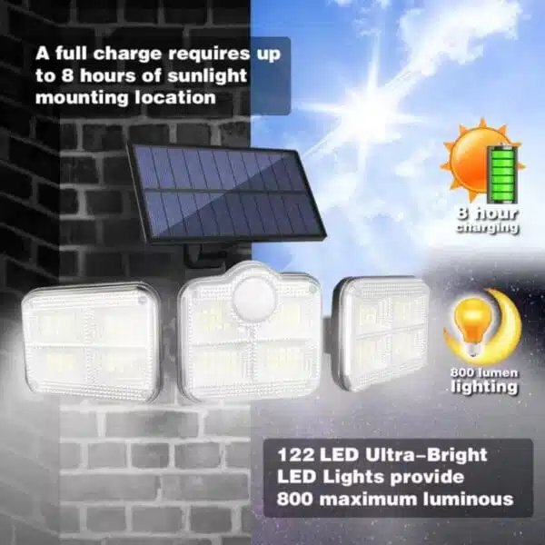 Neo Elect Solar Motion Sensor LED Light with 122 LEDs and 3 Adjustable Heads and Remote Control (Pack of 1) - Battery Power Explained