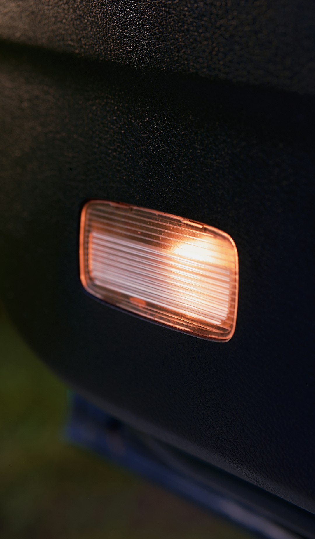 An illuminated light in a car.
