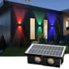 NeoElect Solar Wall Light 4 LED | Light Up & Down | IP65 Waterproof Exterior Lighting for Garden, Patio, Balcony, Garage, Pathway & Home Wall (Pack of 1, RGB)