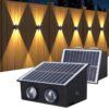 NeoElect Solar Wall Light 4 LED | Light Up & Down | IP65 Waterproof Exterior Lighting for Garden, Patio, Balcony, Garage, Pathway & Home Wall (Pack of 1, Warm White)